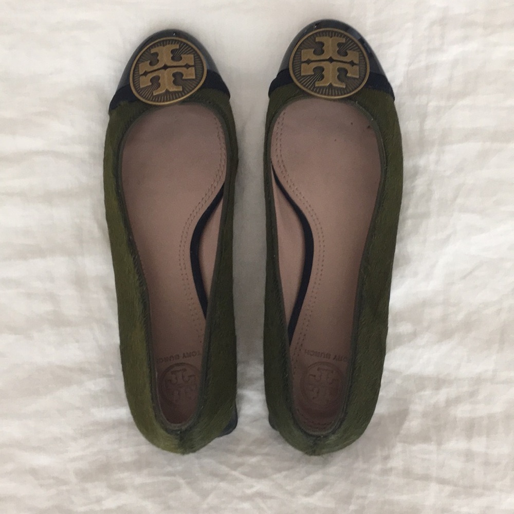 Tory Burch ponyhair logo flats